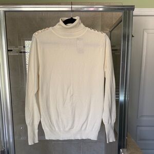 *NWT* Joseph A-  Cream Turtleneck Sweater with Shoulder Buttons- Size Medium.